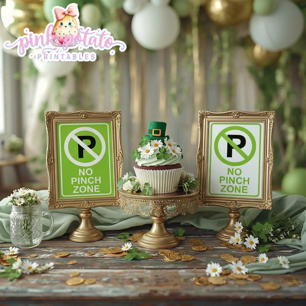 St. Paddy's Day-FREE No Pinch Zone Sign-2 Versions-Fun Sign-St. Patrick's Day Theme-Shamrocks-Party Printable-Digital-INSTANT DOWNLOAD