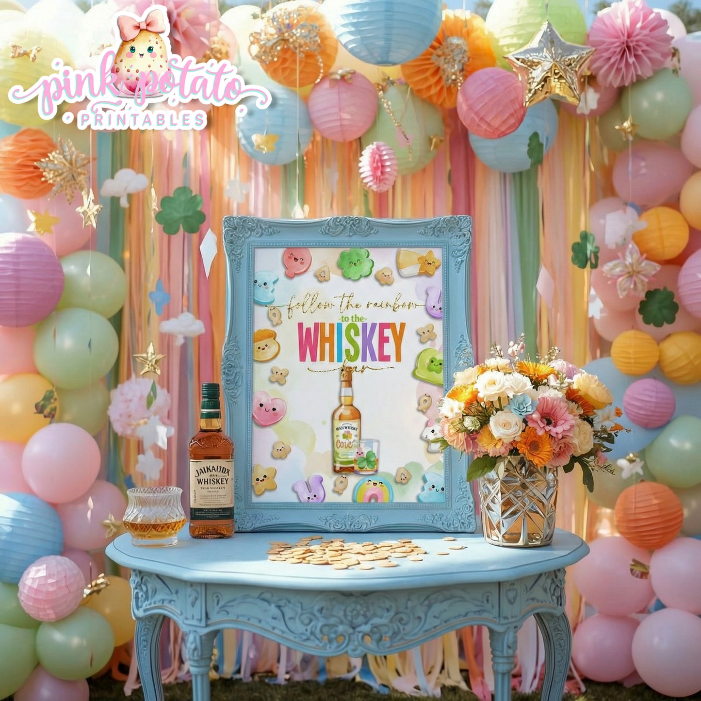 Charmed-8x10 Whiskey Bar Sign-Party Signs-Whisky-Irish Whiskey-Cocktail Sign-Buffet Signs-St. Paddy's Day-St. Patrick's Day Theme-Party Printable-Lucky Charms-Marshmallow Cereal-Magical Cereal-Digital-INSTANT DOWNLOAD
