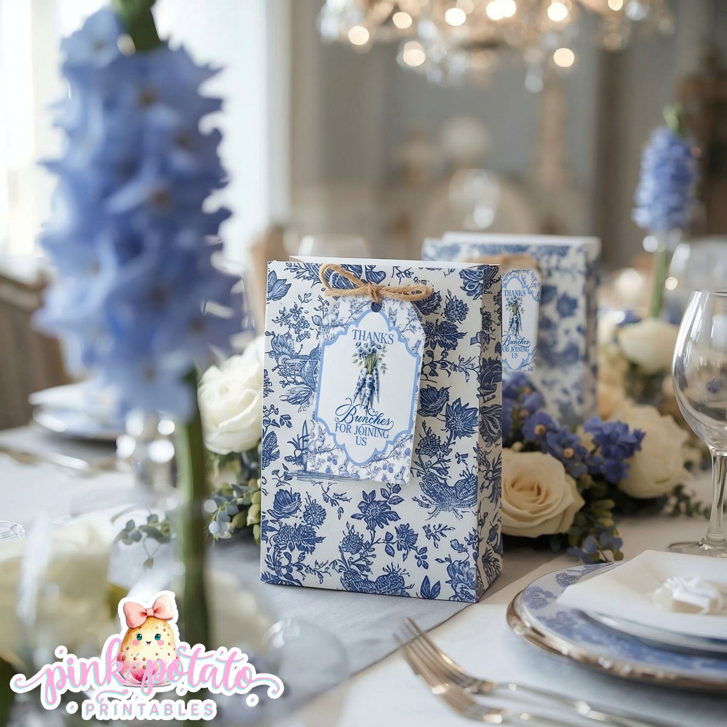 Toile Easter-Easter Tags-Thank You Tags-Favor Tags-Fancy Easter-Posh Easter-Easter Sunday-Happy Easter-Chinoiserie Easter-Chinoisery-Blue Toile-INSTANT DOWNLOAD