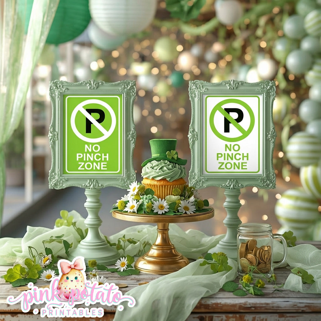 St. Paddy's Day-FREE No Pinch Zone Sign-2 Versions-Fun Sign-St. Patrick's Day Theme-Shamrocks-Party Printable-Digital-INSTANT DOWNLOAD