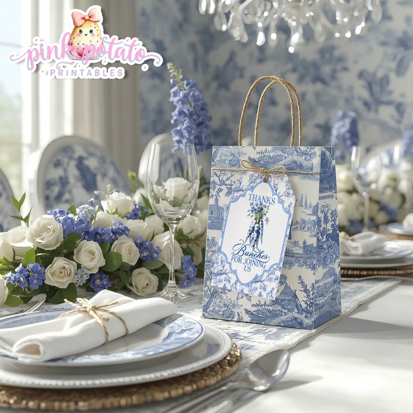 Toile Easter-Easter Tags-Thank You Tags-Favor Tags-Fancy Easter-Posh Easter-Easter Sunday-Happy Easter-Chinoiserie Easter-Chinoisery-Blue Toile-INSTANT DOWNLOAD