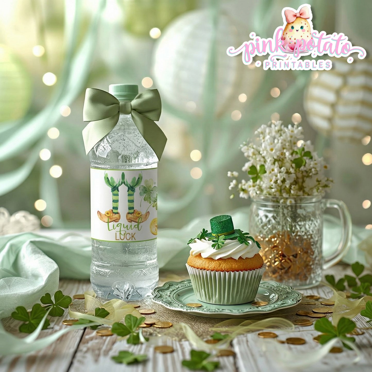 St. Paddy's Day-Water Bottle Labels-2 Versions-Drink Labels-St. Patrick's Day Theme-Leprechauns-Party Printable-Digital-INSTANT DOWNLOAD