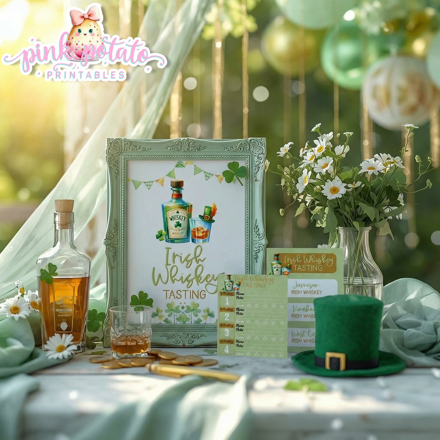 St. Paddy's Day-Whiskey Tasting Bundle-Irish Whiskey Bar-Edit in Corjl Only-St. Patrick's Day Theme-Party Printable-Digital-INSTANT DOWNLOAD