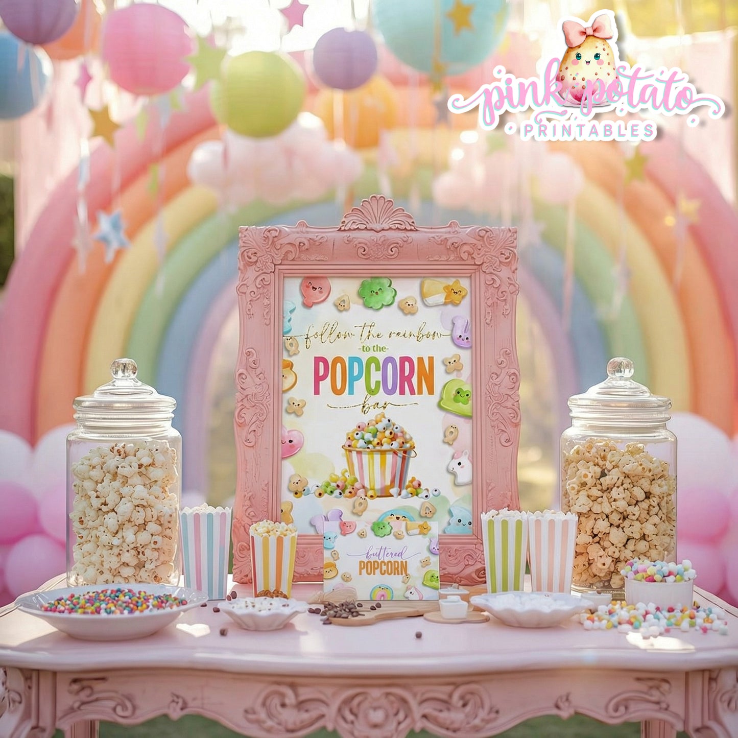 Charmed-Popcorn Bar Buffet Sign & Tent Cards-Popcorn Buffet Sign-Buffet Cards-Editable in Corjl-St. Paddy's Day-St. Patrick's Day Theme-Party Printable-Lucky Charms-Marshmallow Cereal-Magical Cereal-Digital-INSTANT DOWNLOAD