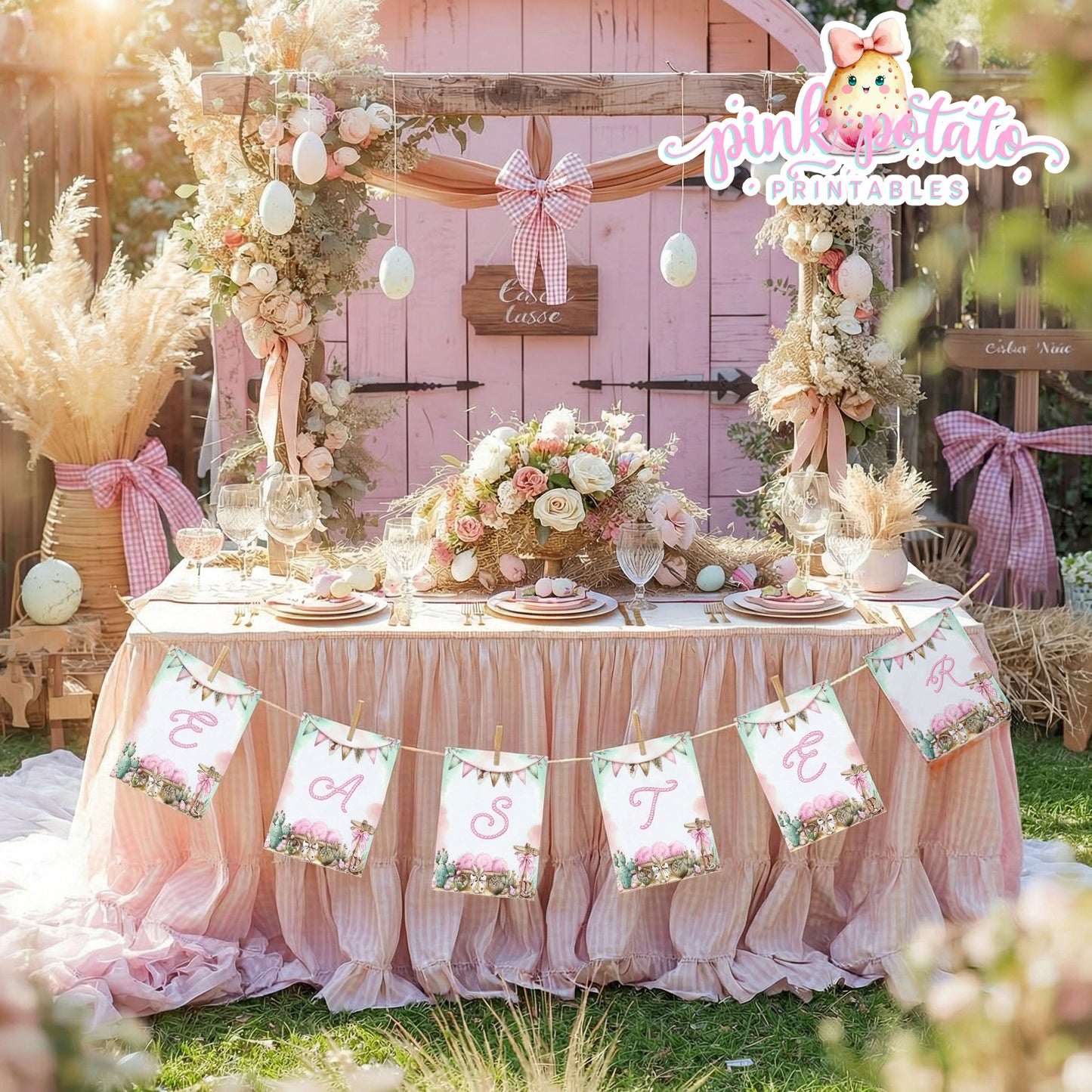 Bunny Trails-Customizable Banner-Completely Editable in CORJL ONLY-Western Easter-Easter Banner-Customize Banner-Easter Sunday-Happy Easter-Cowgirl-Cowboy-Customize-INSTANT DOWNLOAD