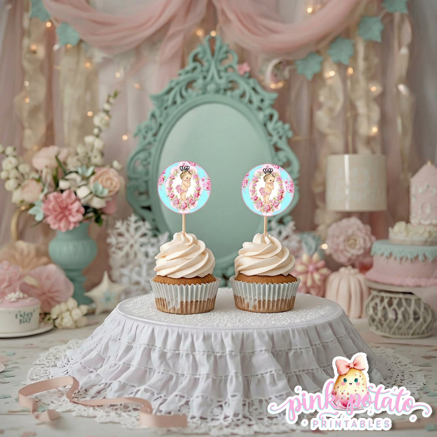 Winter ONE-derland-Cupcake Wraps & Toppers-First Birthday-Party Printable-Birthday-Mothers Day-Girls 1st First Parties-INSTANT DOWNLOAD