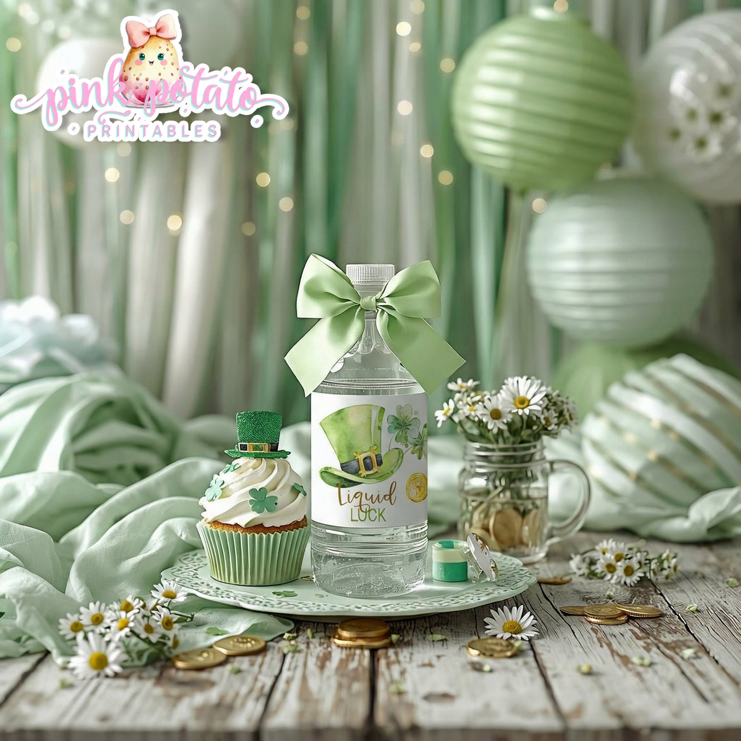 St. Paddy's Day-Water Bottle Labels-2 Versions-Drink Labels-St. Patrick's Day Theme-Leprechauns-Party Printable-Digital-INSTANT DOWNLOAD