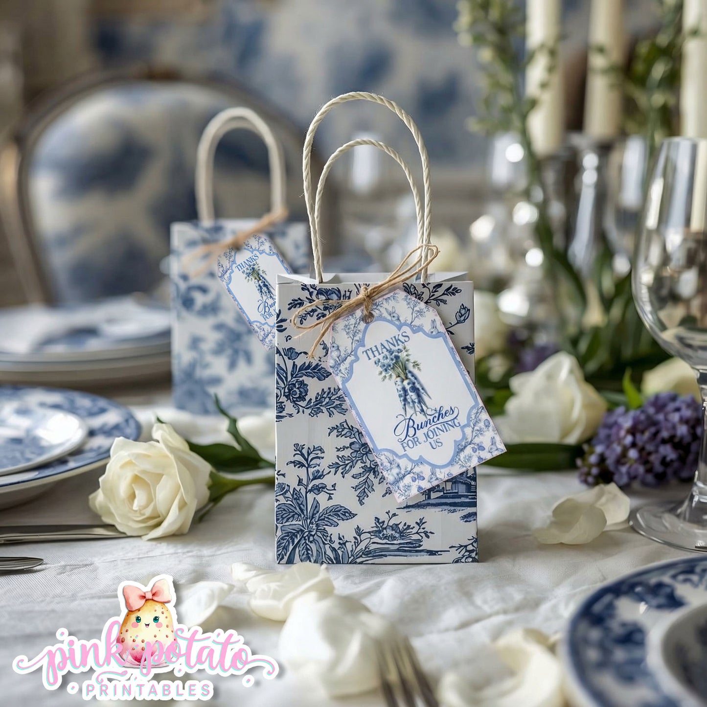 Toile Easter-Easter Tags-Thank You Tags-Favor Tags-Fancy Easter-Posh Easter-Easter Sunday-Happy Easter-Chinoiserie Easter-Chinoisery-Blue Toile-INSTANT DOWNLOAD