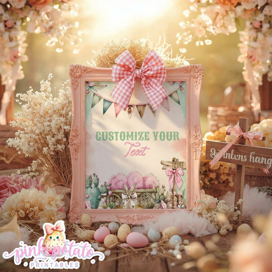 Bunny Trails-16x20 Poster-Completely Editable in CORJL ONLY-Western Easter-Easter Poster-Customize Poster-Easter Sunday-Happy Easter-Easter Sign-Cowgirl-Cowboy-Customize-INSTANT DOWNLOAD