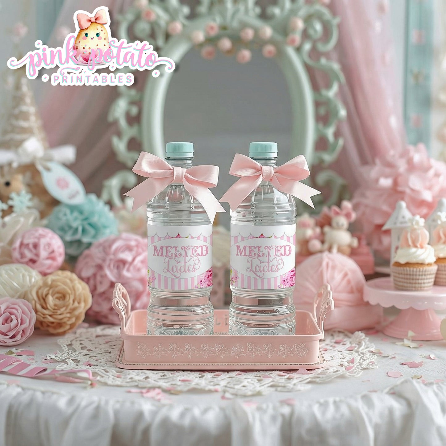 Winter ONE-derland-Water Bottle Labels-Plain and Theme-Party Printable-Birthday-Mothers Day-Bridal Shower-Girls Birthday-INSTANT DOWNLOAD