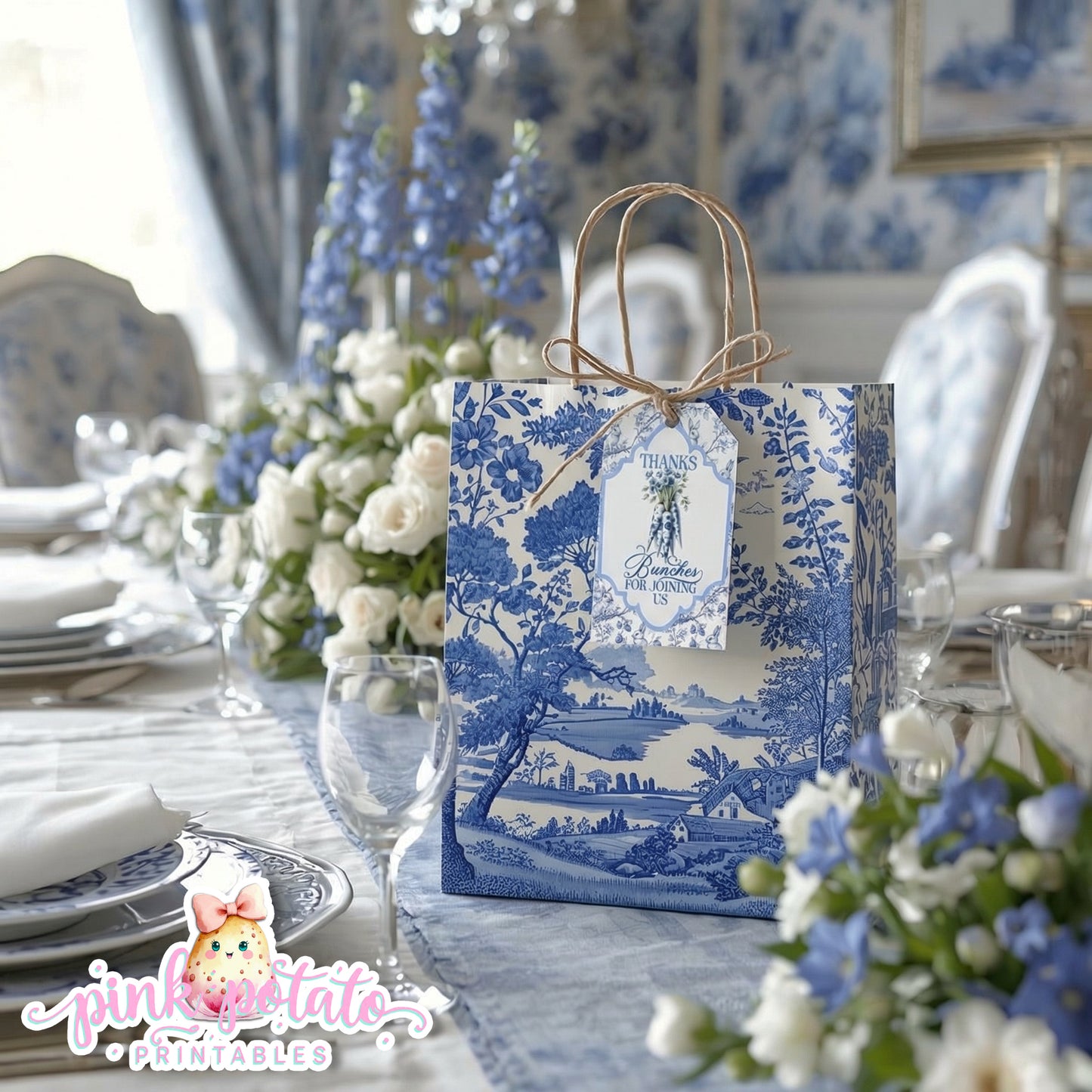 Toile Easter-Easter Tags-Thank You Tags-Favor Tags-Fancy Easter-Posh Easter-Easter Sunday-Happy Easter-Chinoiserie Easter-Chinoisery-Blue Toile-INSTANT DOWNLOAD