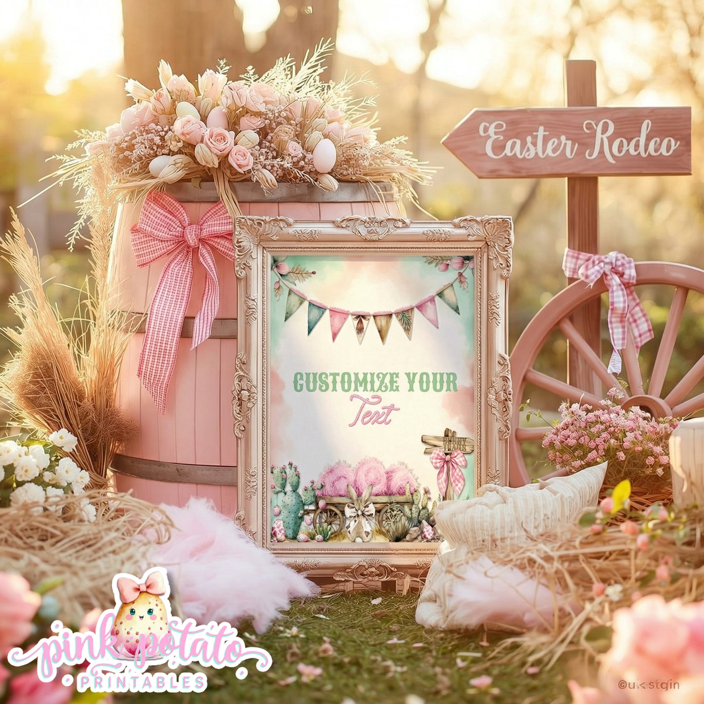 Bunny Trails-16x20 Poster-Completely Editable in CORJL ONLY-Western Easter-Easter Poster-Customize Poster-Easter Sunday-Happy Easter-Easter Sign-Cowgirl-Cowboy-Customize-INSTANT DOWNLOAD