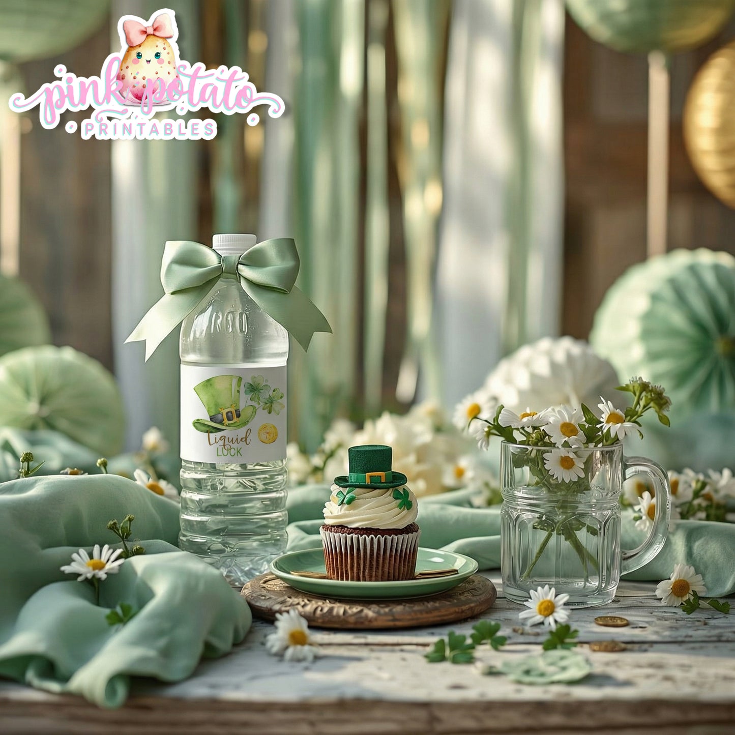 St. Paddy's Day-Water Bottle Labels-2 Versions-Drink Labels-St. Patrick's Day Theme-Leprechauns-Party Printable-Digital-INSTANT DOWNLOAD