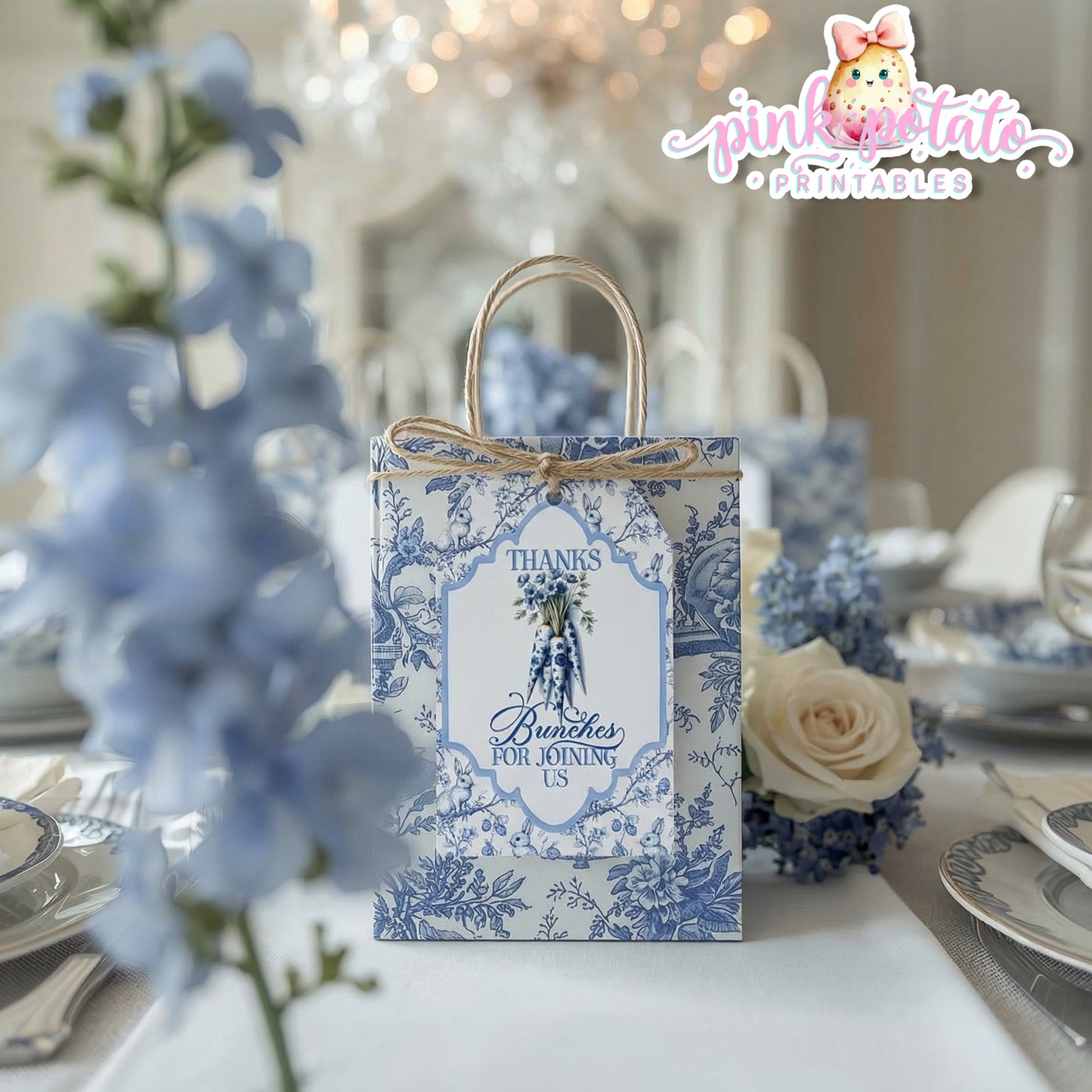 Toile Easter-Easter Tags-Thank You Tags-Favor Tags-Fancy Easter-Posh Easter-Easter Sunday-Happy Easter-Chinoiserie Easter-Chinoisery-Blue Toile-INSTANT DOWNLOAD