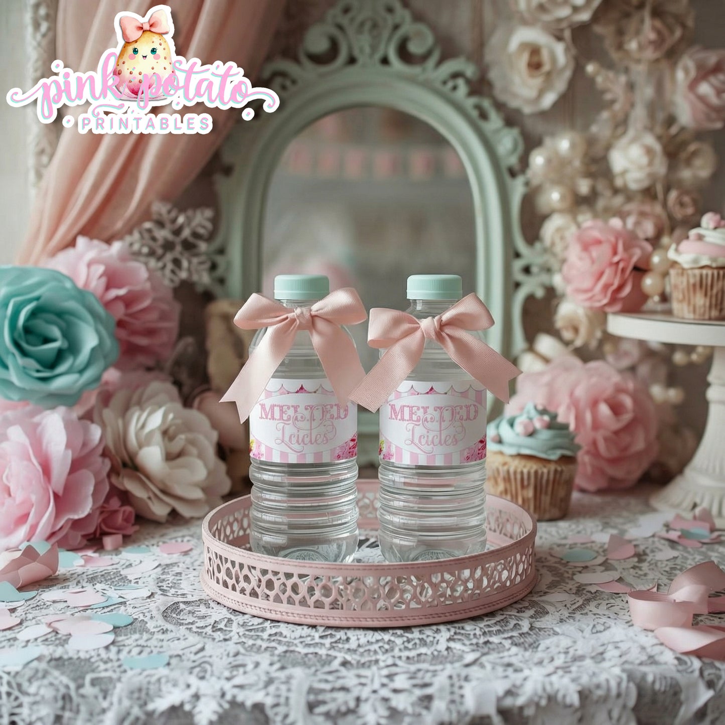 Winter ONE-derland-Water Bottle Labels-Plain and Theme-Party Printable-Birthday-Mothers Day-Bridal Shower-Girls Birthday-INSTANT DOWNLOAD