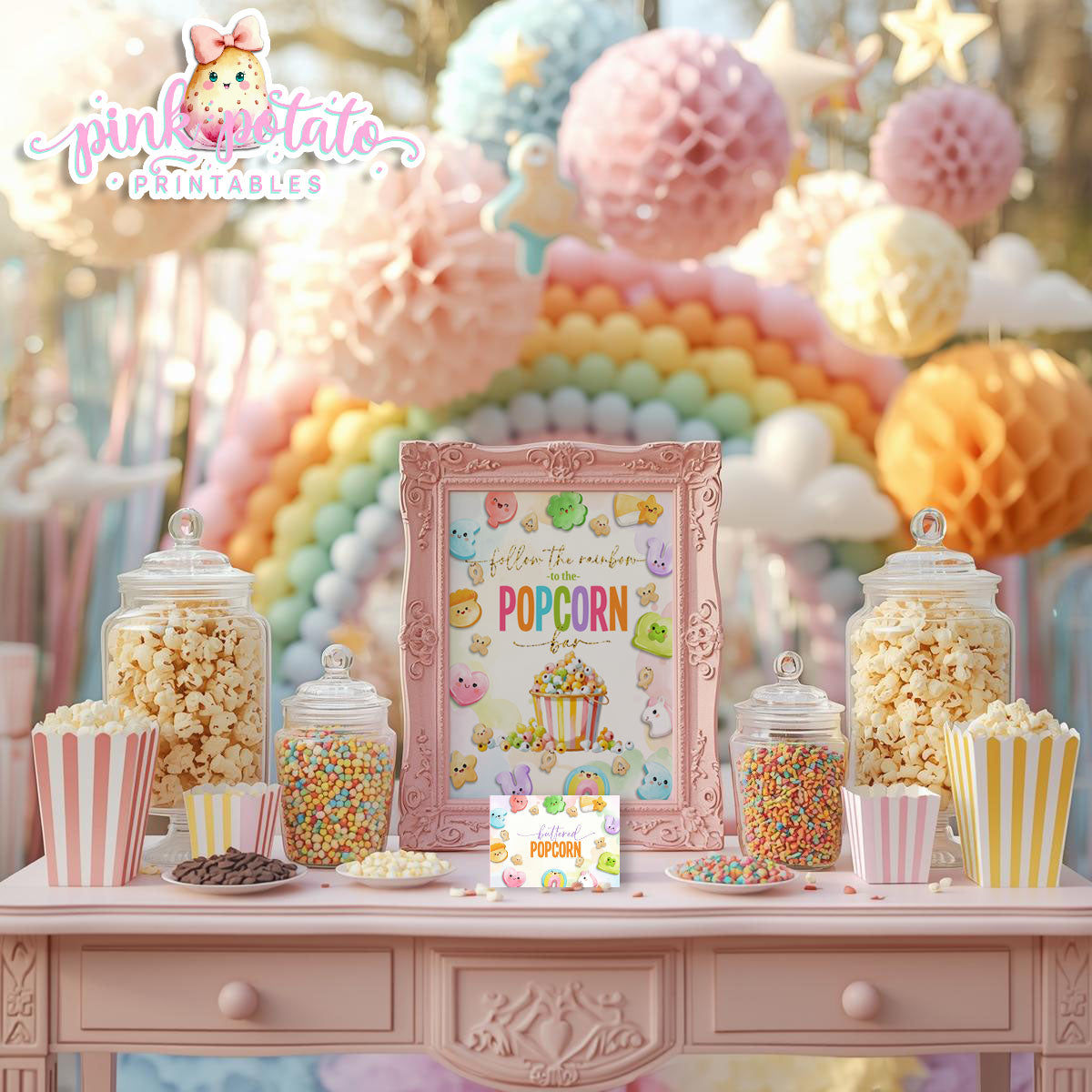 Charmed-Popcorn Bar Buffet Sign & Tent Cards-Popcorn Buffet Sign-Buffet Cards-Editable in Corjl-St. Paddy's Day-St. Patrick's Day Theme-Party Printable-Lucky Charms-Marshmallow Cereal-Magical Cereal-Digital-INSTANT DOWNLOAD