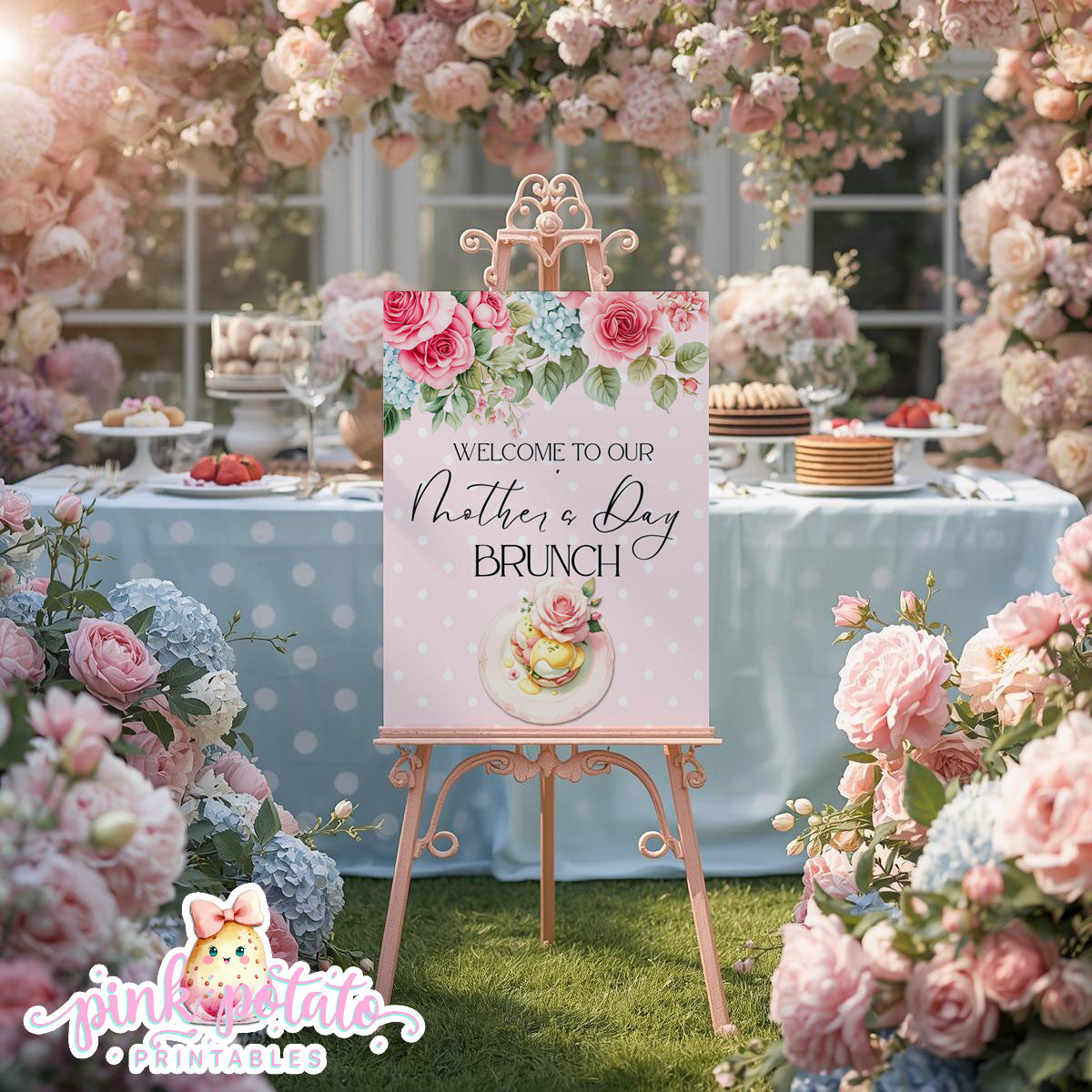 Mother's Day Brunch-Mother's Day Brunch Sign-8x10 & 16x20 Party Signs-Mothers Day Party-Party Signs-Mother's Day Lunch-Potluck Party-Grandmother-Grandma-Mama-Mommy-Mom-INSTANT DOWNLOAD