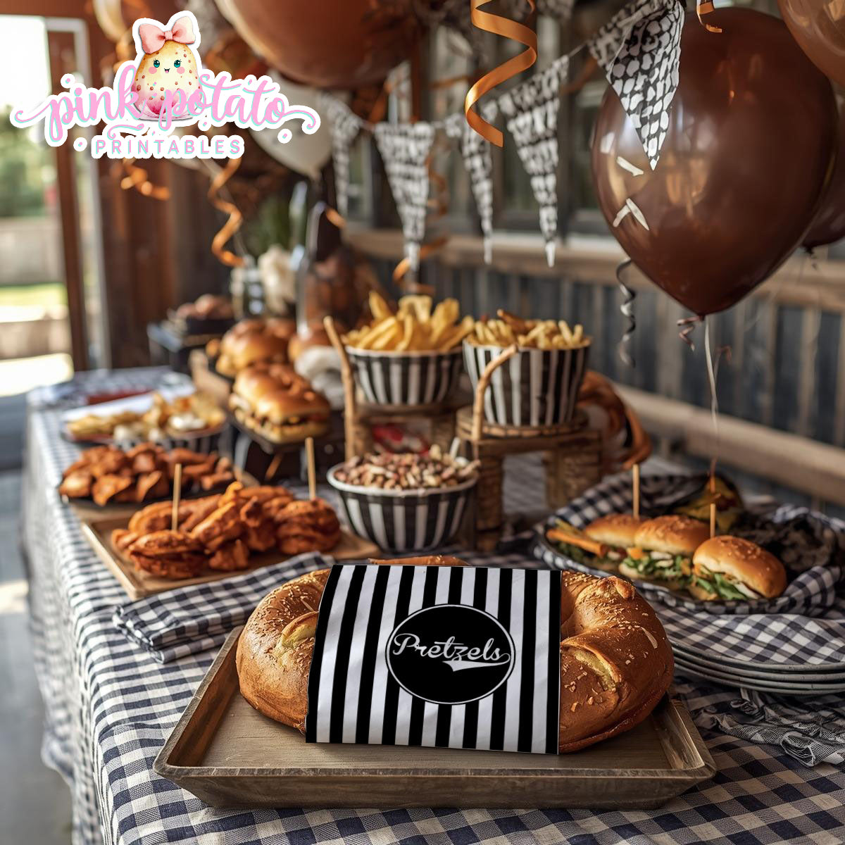 Super Bowl-Warm Pretzel Bag-Sleeve-Wrapper-Football-Superbowl Decorations-Referee-Super Bowl Sunday-Sports-Digital-INSTANT DOWNLOAD
