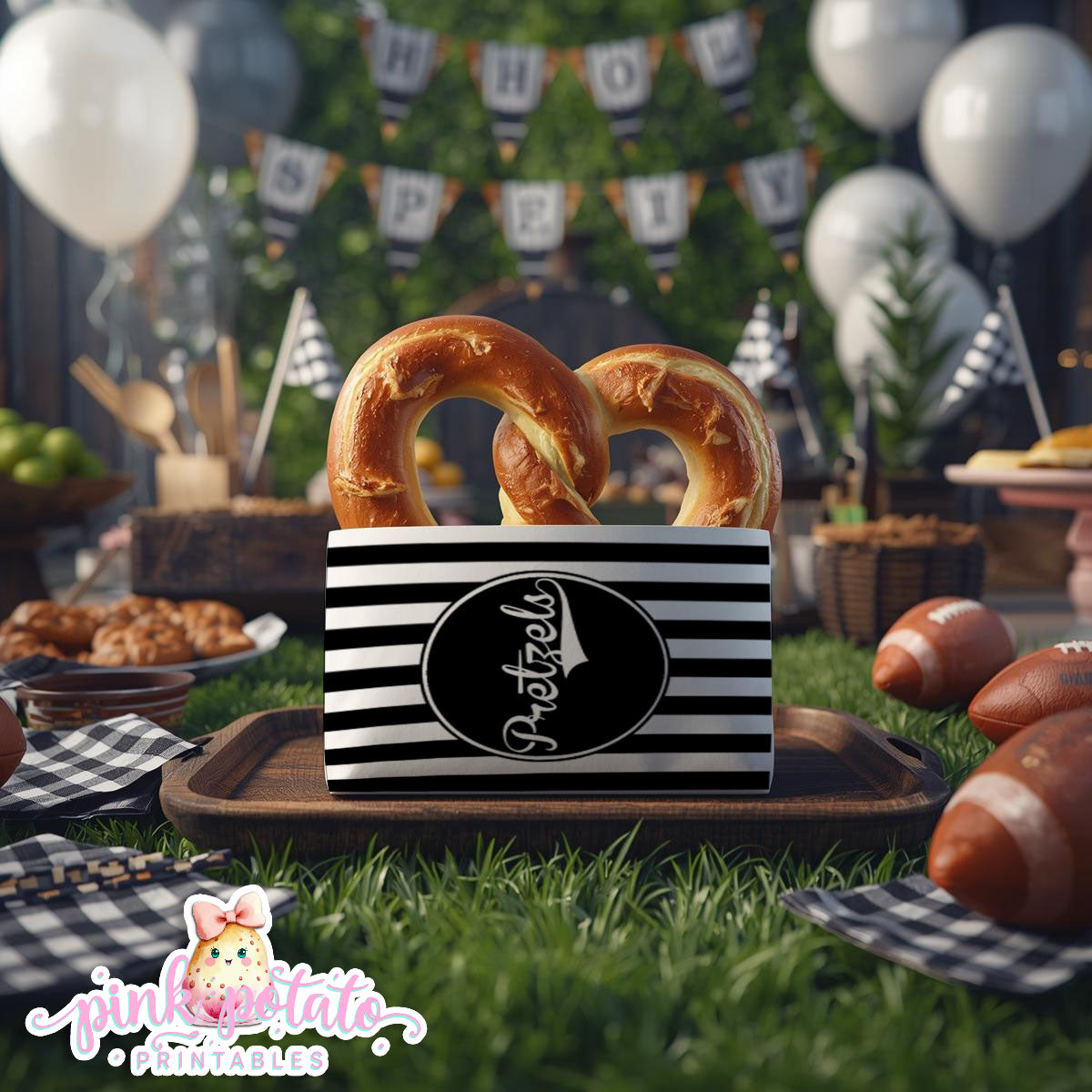 Super Bowl-Warm Pretzel Bag-Sleeve-Wrapper-Football-Superbowl Decorations-Referee-Super Bowl Sunday-Sports-Digital-INSTANT DOWNLOAD