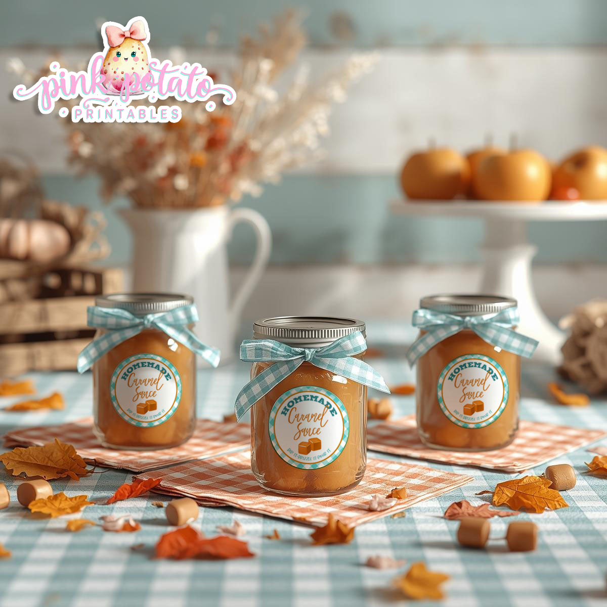 Caramel Apple-Homemade Caramel Sauce Labels-Caramel Apple Bar-Toffee Apple-Caramel Apple Labels-Prefilled Labels-Digital-INSTANT DOWNLOAD