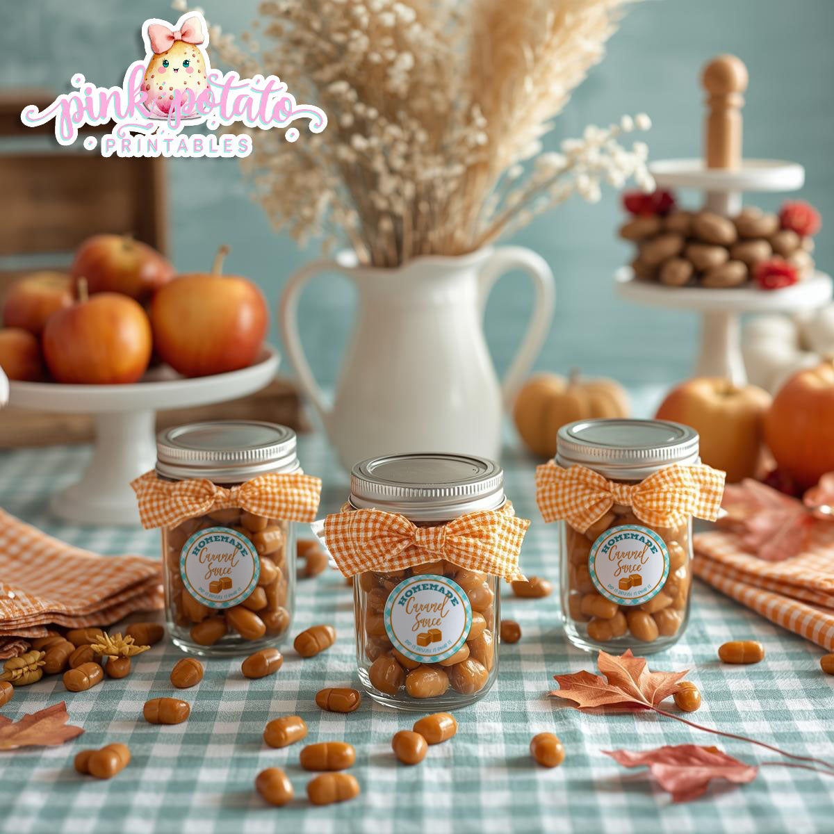 Caramel Apple-Homemade Caramel Sauce Labels-Caramel Apple Bar-Toffee Apple-Caramel Apple Labels-Prefilled Labels-Digital-INSTANT DOWNLOAD