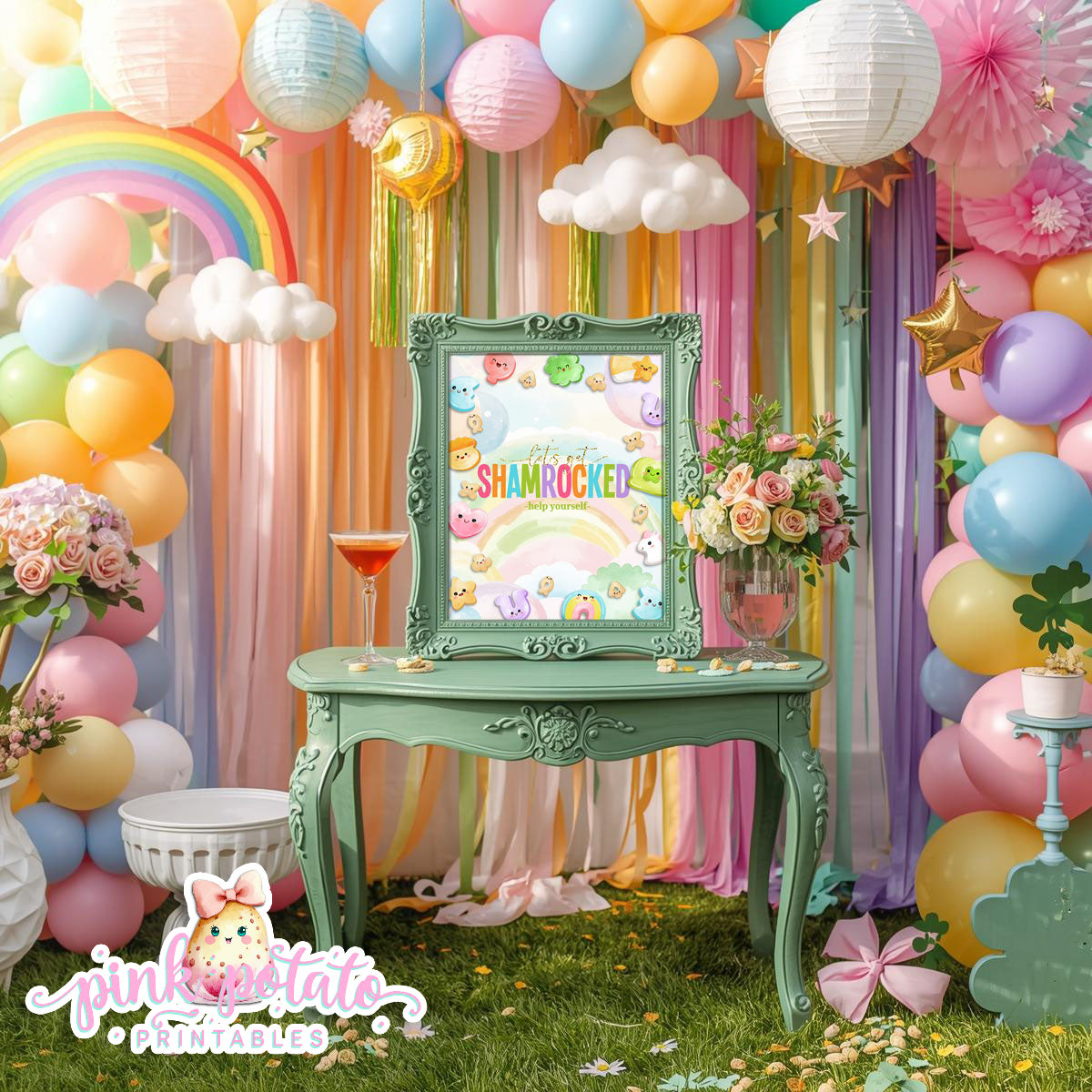 Charmed-8x10 Let's Get Shamrocked-Party Signs-Booze-Cocktail Sign-Buffet Signs-St. Paddy's Day-St. Patrick's Day Theme-Party Printable-DigitaI-Lucky Charms-Marshmallow Cereal-Magical Cereal-INSTANT DOWNLOAD