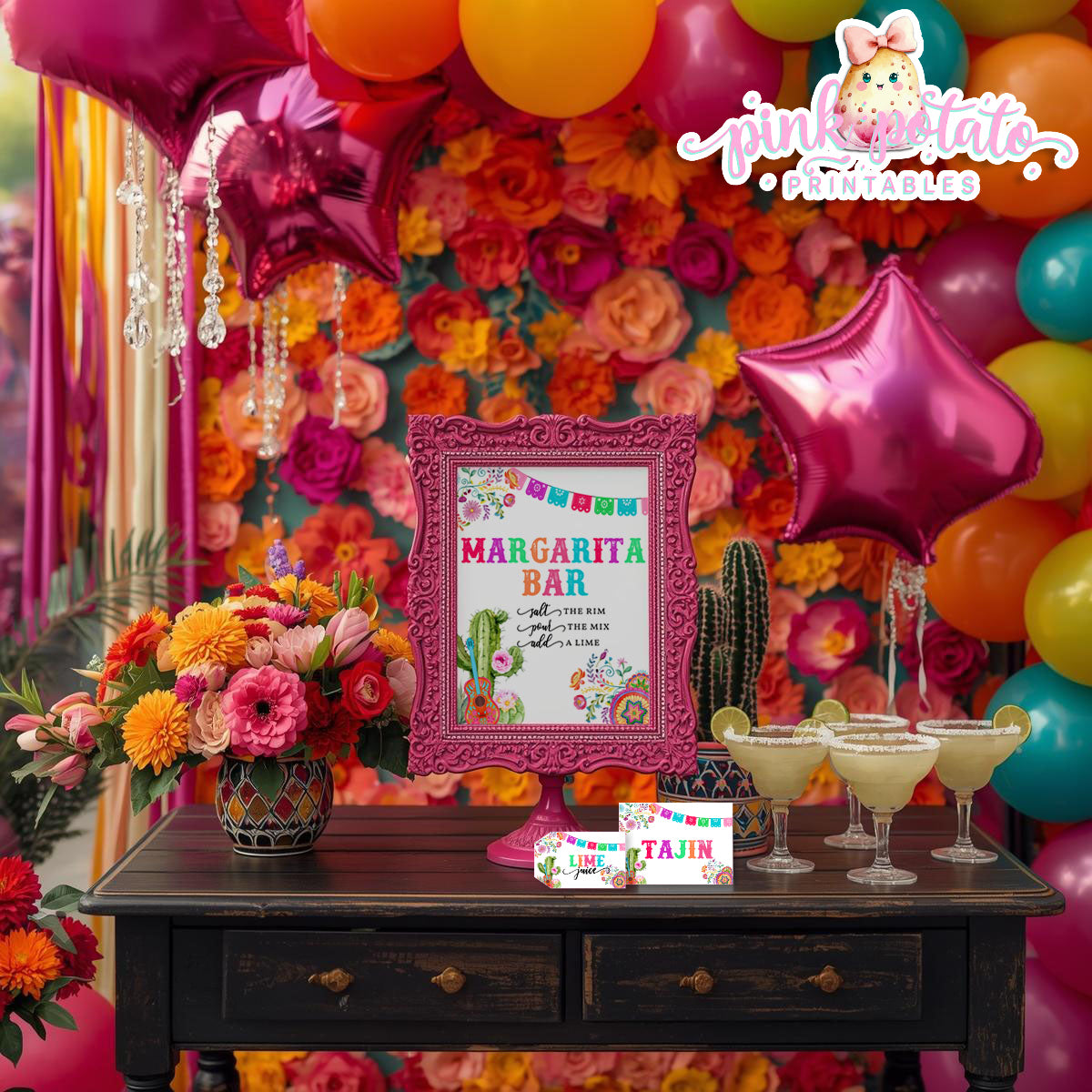 Fiesta-MARGARITA SET-Margarita Bar Sign-Juice Bottle Tags-Tent Cards for fruits etc-Editable in Corjl-Cinco De Mayo-Taco Tuesday-Margarita Monday-INSTANT DOWNLOAD