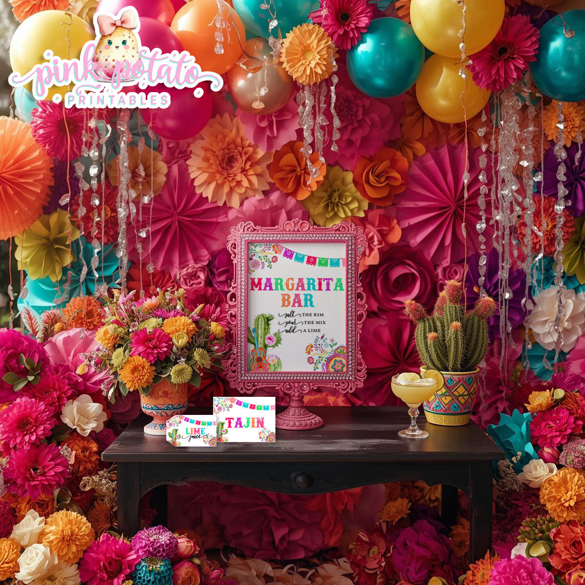 Fiesta-MARGARITA SET-Margarita Bar Sign-Juice Bottle Tags-Tent Cards for fruits etc-Editable in Corjl-Cinco De Mayo-Taco Tuesday-Margarita Monday-INSTANT DOWNLOAD