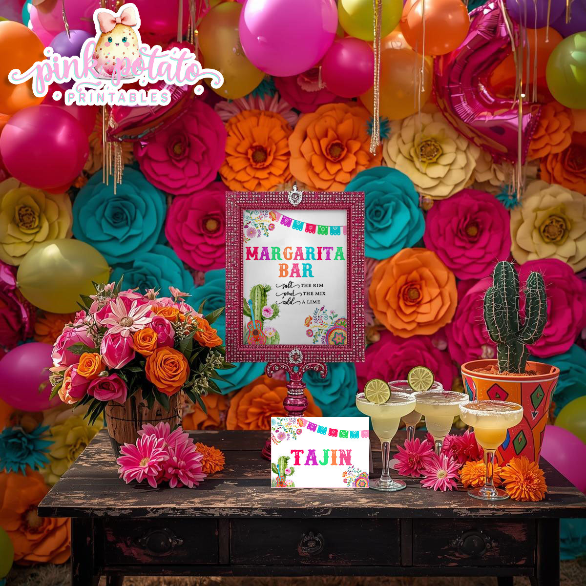 Fiesta-MARGARITA SET-Margarita Bar Sign-Juice Bottle Tags-Tent Cards for fruits etc-Editable in Corjl-Cinco De Mayo-Taco Tuesday-Margarita Monday-INSTANT DOWNLOAD