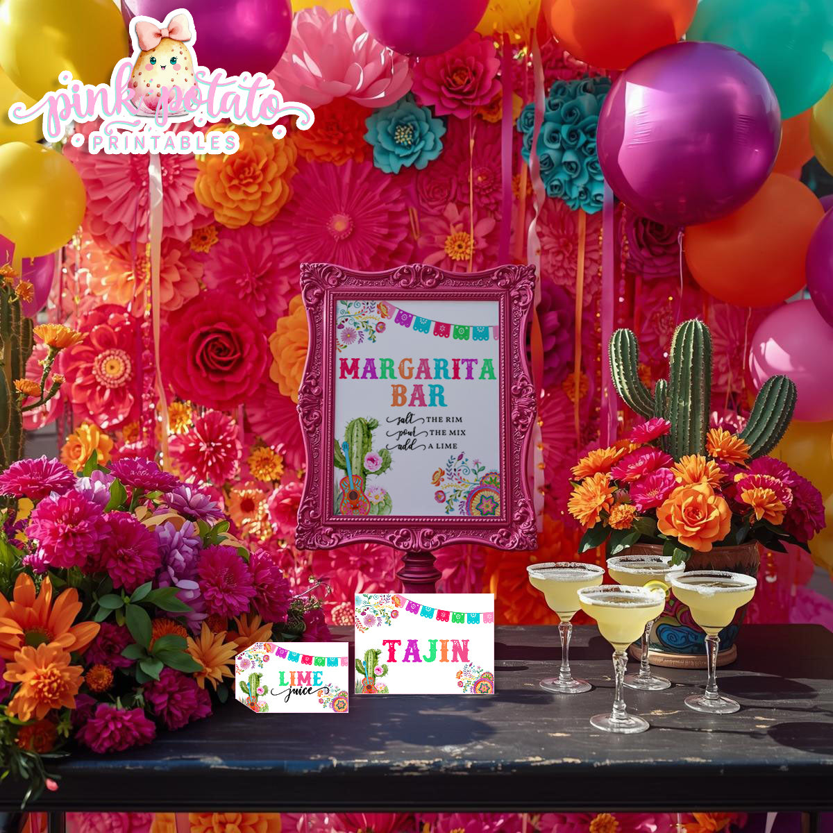 Fiesta-MARGARITA SET-Margarita Bar Sign-Juice Bottle Tags-Tent Cards for fruits etc-Editable in Corjl-Cinco De Mayo-Taco Tuesday-Margarita Monday-INSTANT DOWNLOAD