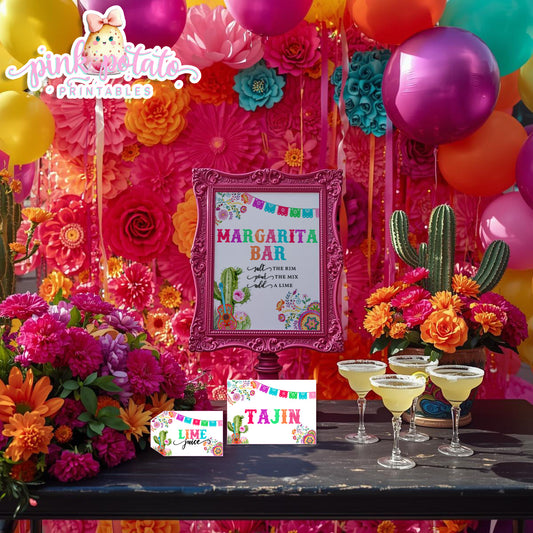Fiesta-MARGARITA SET-Margarita Bar Sign-Juice Bottle Tags-Tent Cards for fruits etc-Editable in Corjl-Cinco De Mayo-Taco Tuesday-Margarita Monday-INSTANT DOWNLOAD