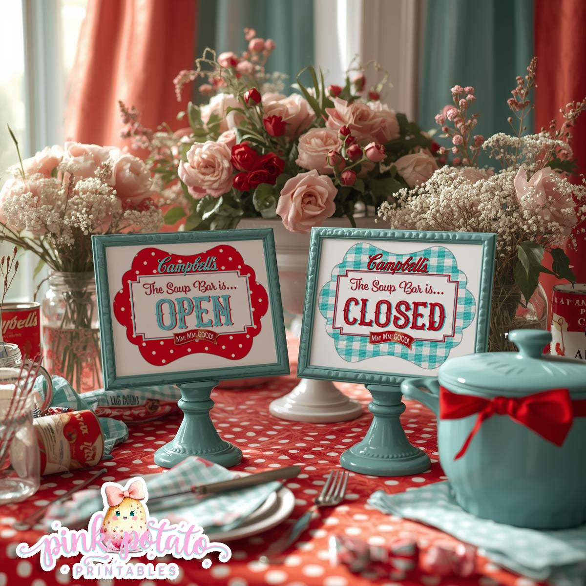 Soups On-Soup Swap Signs-Soup Bar Open Sign-Soup Bar Sign-Soup Exchange-Soup Theme-Soup Party Printable-Digital-INSTANT DOWNLOAD