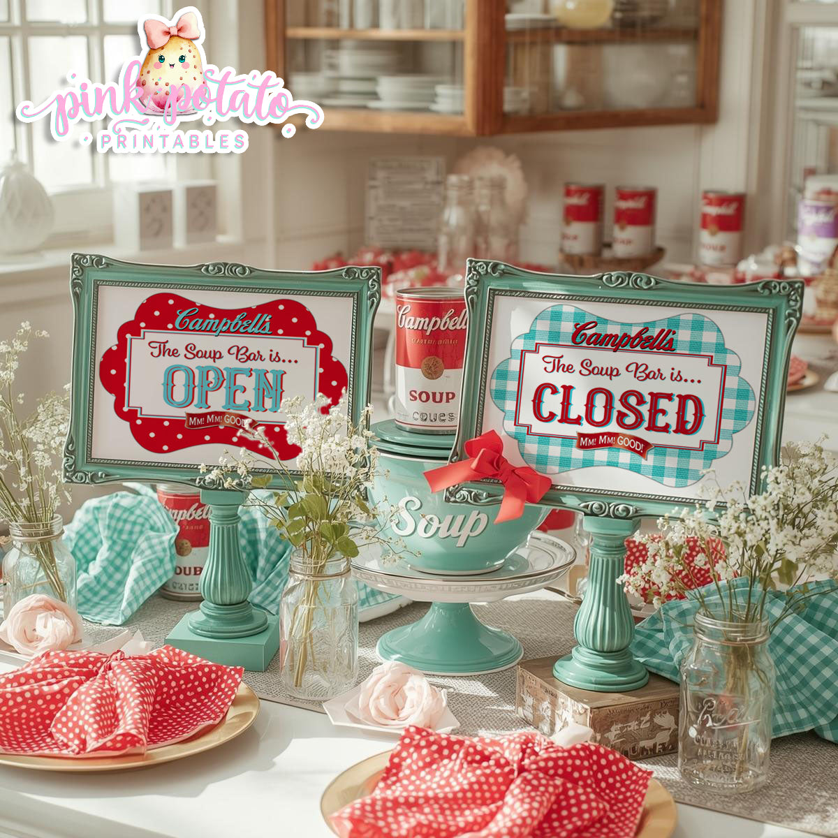 Soups On-Soup Swap Signs-Soup Bar Open Sign-Soup Bar Sign-Soup Exchange-Soup Theme-Soup Party Printable-Digital-INSTANT DOWNLOAD