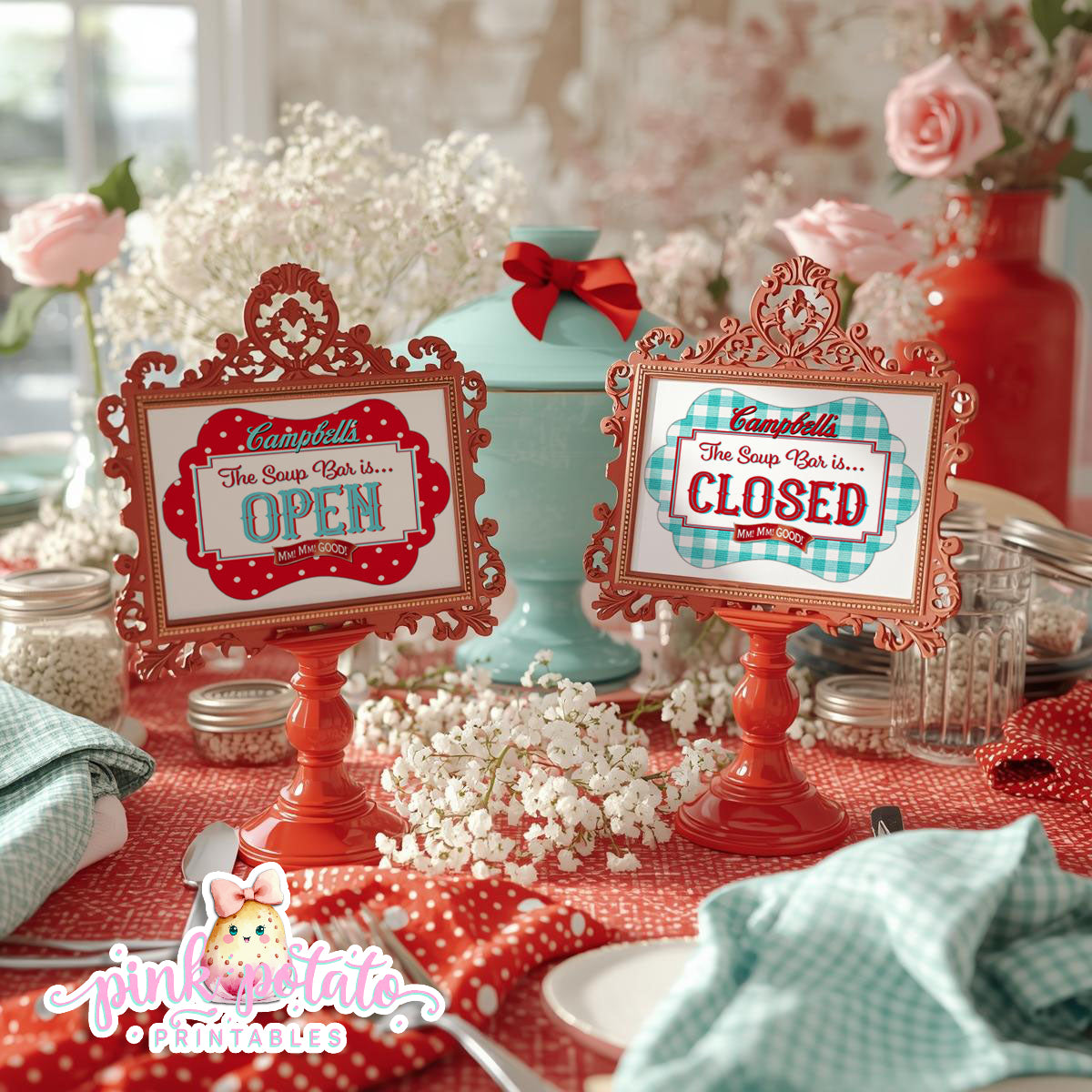 Soups On-{THEME} Party Printable-Editable-PeRsOnAliZe-Parties-Soup Social-Soup Can-Campbells-Neighbors Night-Soup Party-INSTANT DOWNLOAD