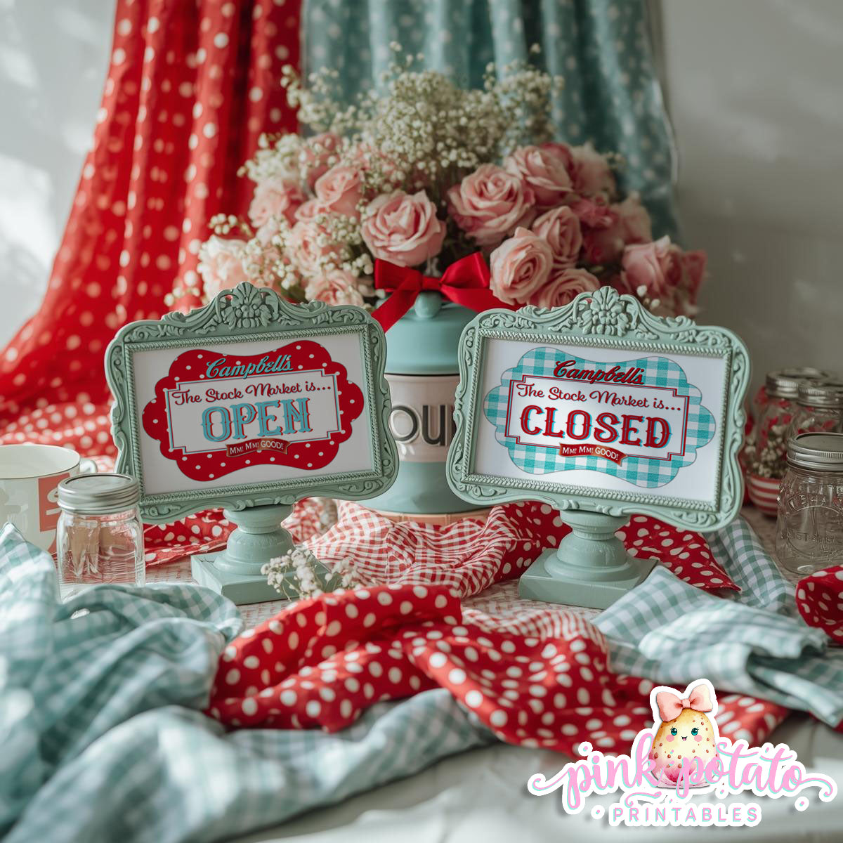 Soups On-Soup Swap-The Stock Market Is Open/Closed Signs-Soup Exchange-Soup Theme-Soup Party Printable-Digital-INSTANT DOWNLOAD