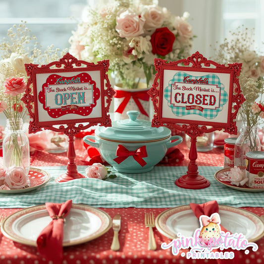 Soups On-Soup Swap-The Stock Market Is Open/Closed Signs-Soup Exchange-Soup Theme-Soup Party Printable-Digital-INSTANT DOWNLOAD