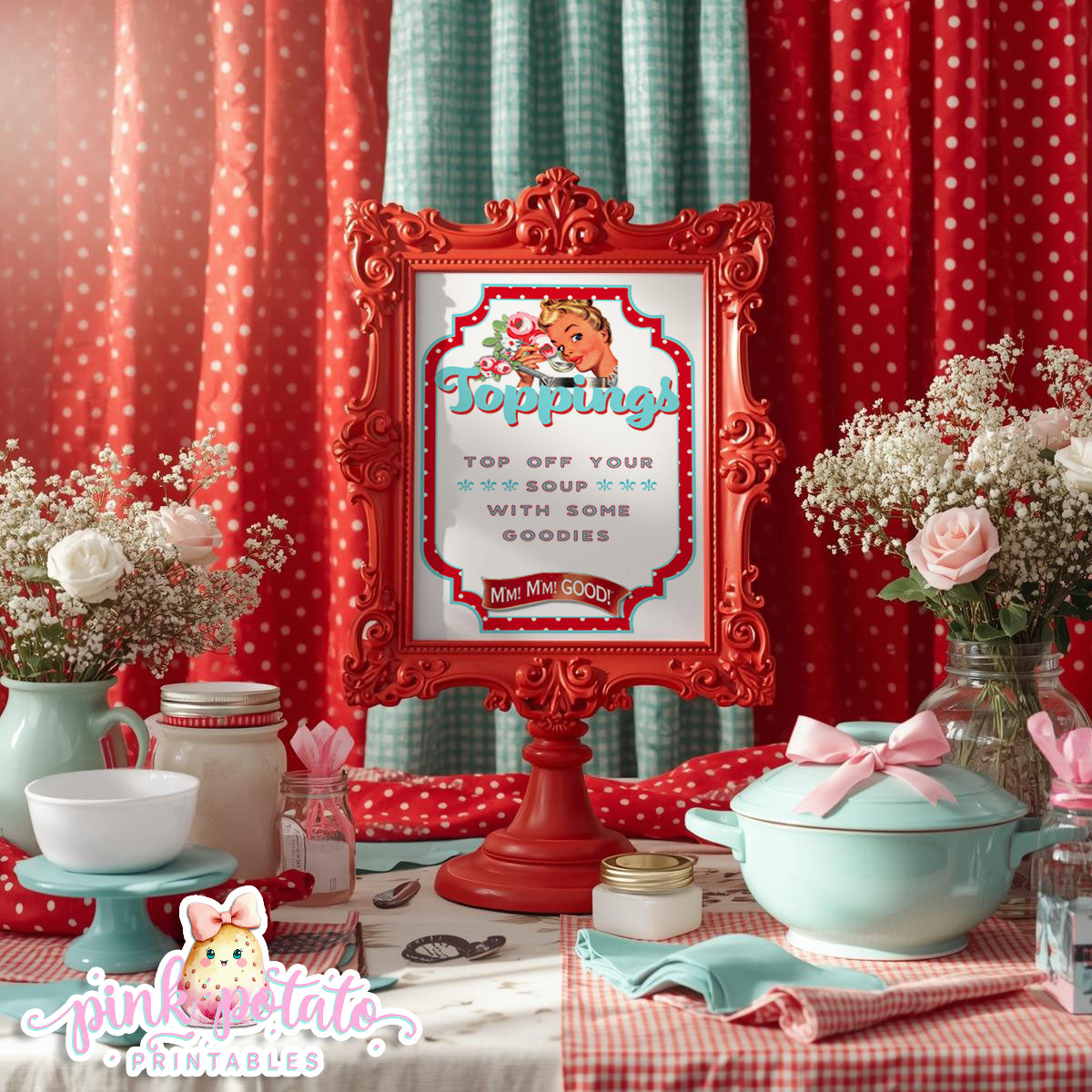 Soups On-Soup Swap-Toppings Signs-Grab a Spoon Sign-Soup Exchange-Soup Theme-Soup Party Printable-Digital-INSTANT DOWNLOAD