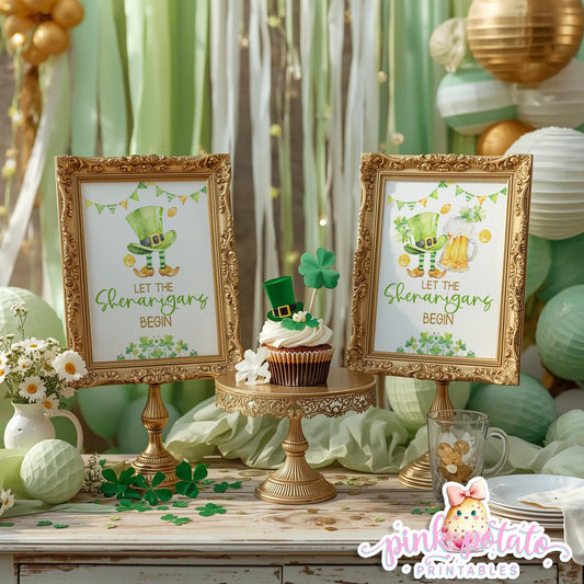 St. Paddy's Day-Let The Shenanigans Begin Sign-2 Versions-Fun Sign-St. Patrick's Day Theme-Party Printable-Digital-INSTANT DOWNLOAD