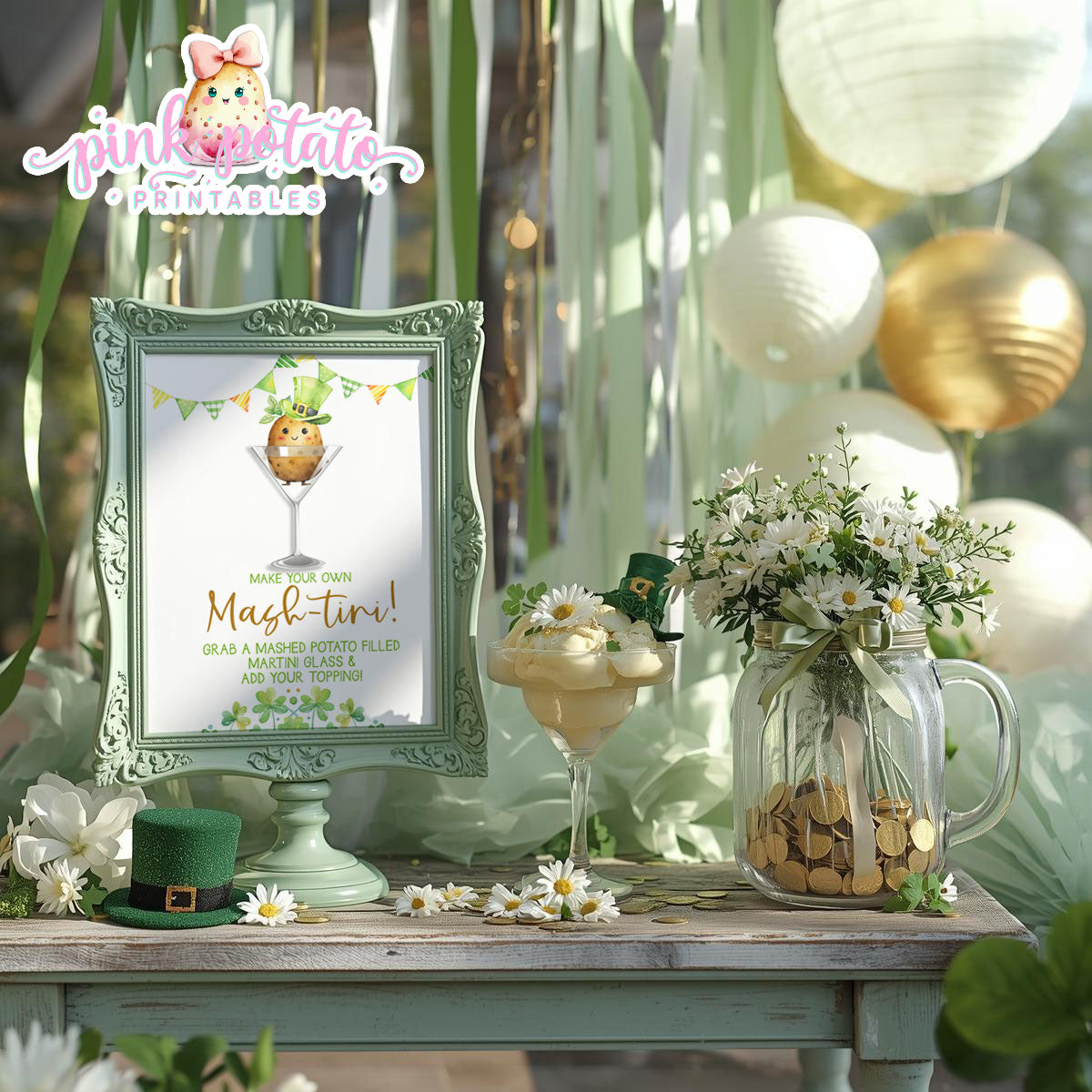 St. Paddy's Day-Mashtini Bar Sign-Mashed Potato Bar-Mash-tini-St. Patrick's Day Theme-Party Printable-Digital-INSTANT DOWNLOAD