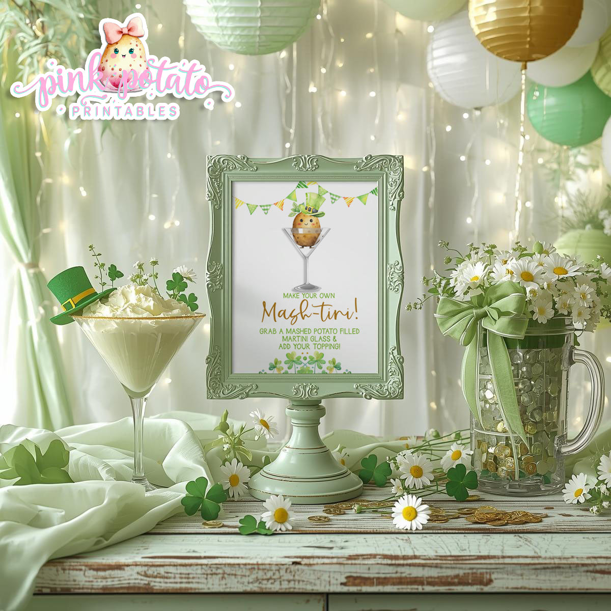 St. Paddy's Day-Mashtini Bar Sign-Mashed Potato Bar-Mash-tini-St. Patrick's Day Theme-Party Printable-Digital-INSTANT DOWNLOAD
