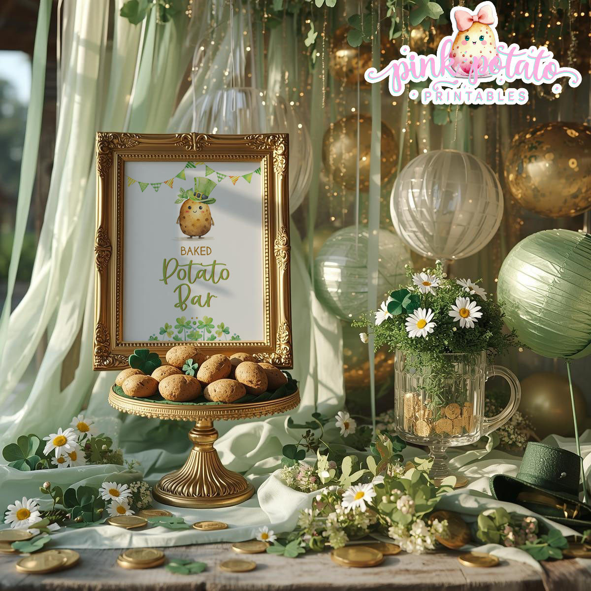St. Paddy's Day-Baked Potato Bar Sign-Baked Potato Station-St. Patrick's Day Theme-Party Printable-Digital-INSTANT DOWNLOAD