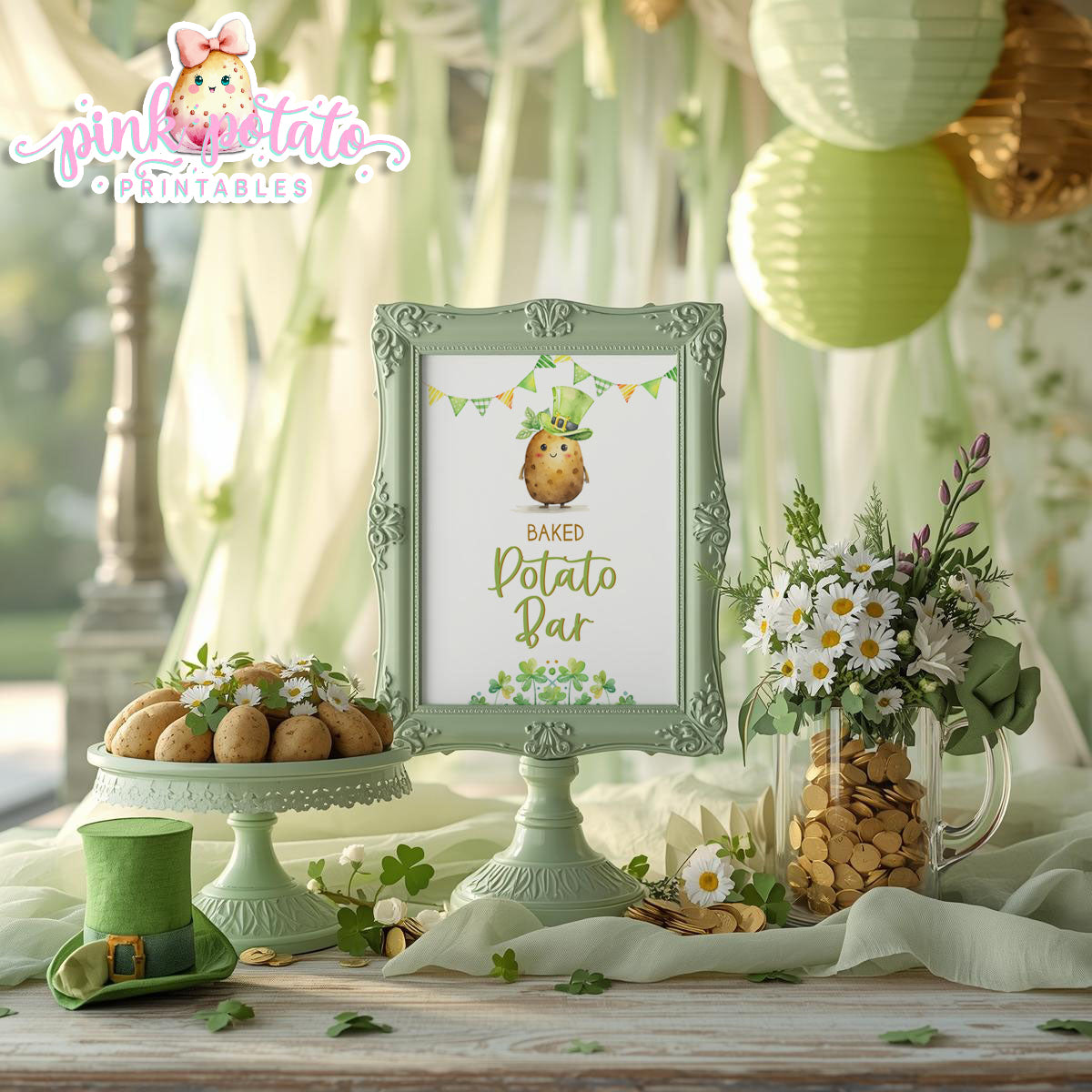 St. Paddy's Day-Baked Potato Bar Sign-Baked Potato Station-St. Patrick's Day Theme-Party Printable-Digital-INSTANT DOWNLOAD