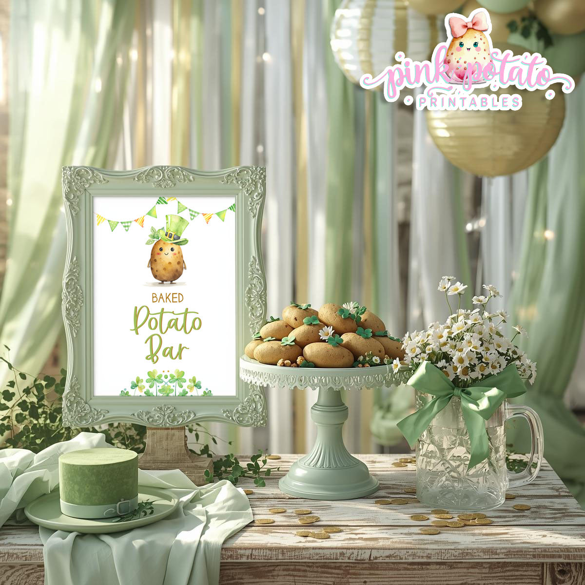 St. Paddy's Day-Baked Potato Bar Sign-Baked Potato Station-St. Patrick's Day Theme-Party Printable-Digital-INSTANT DOWNLOAD