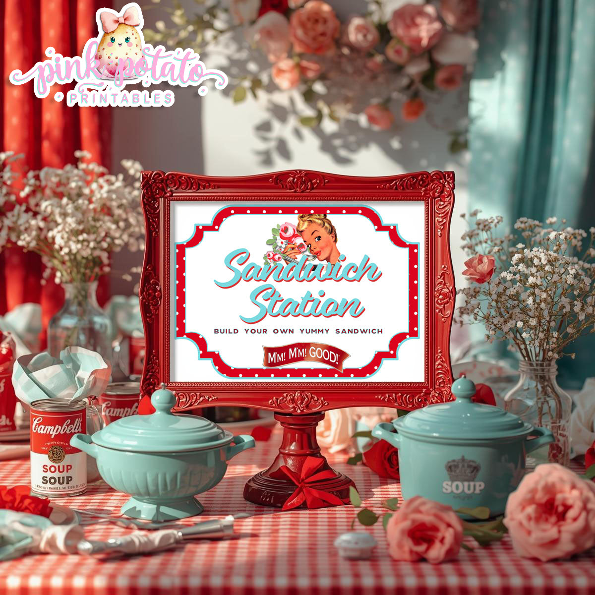 Soups On-Soup Swap-Soup Swap-Sandwich Station Sign-Soup Exchange-Soup Theme-Soup Party Printable-Digital-INSTANT DOWNLOAD