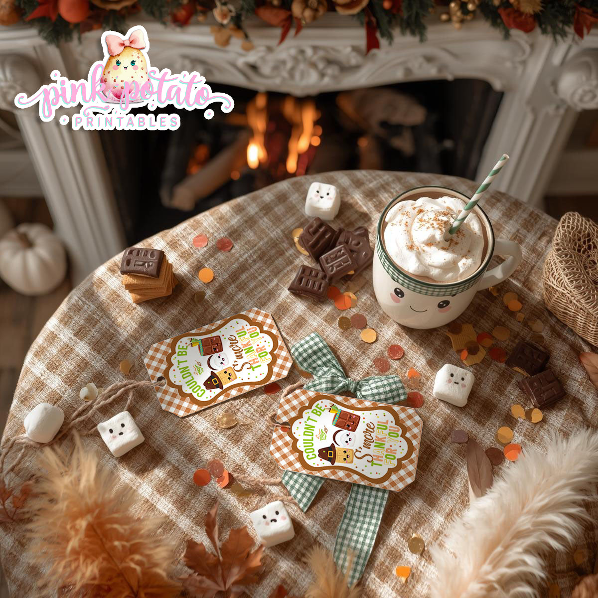 Thanksgiving S'mores-Favor Tags-Thank You Tags-Gift Tags-S'mores Tags-S'mores Bar-Smores-Party Printable-Digital-INSTANT DOWNLOAD
