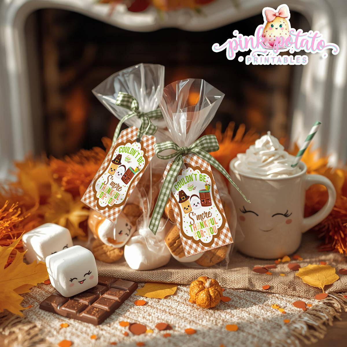 Thanksgiving S'mores-Favor Tags-Thank You Tags-Gift Tags-S'mores Tags-S'mores Bar-Smores-Party Printable-Digital-INSTANT DOWNLOAD