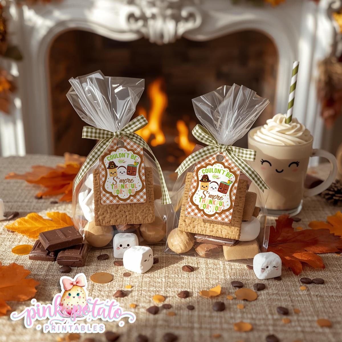 Thanksgiving S'mores-Favor Tags-Thank You Tags-Gift Tags-S'mores Tags-S'mores Bar-Smores-Party Printable-Digital-INSTANT DOWNLOAD