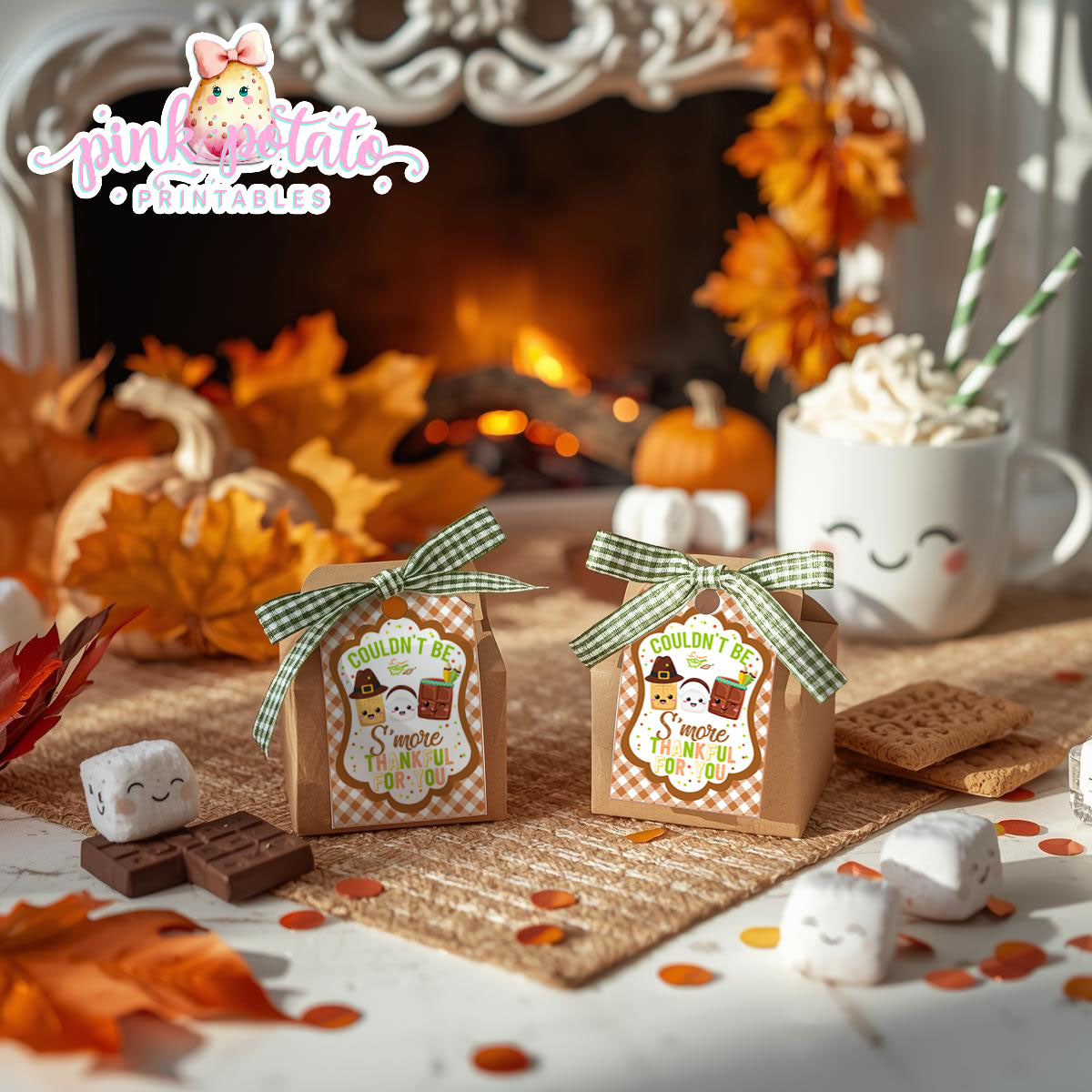 Thanksgiving S'mores-Favor Tags-Thank You Tags-Gift Tags-S'mores Tags-S'mores Bar-Smores-Party Printable-Digital-INSTANT DOWNLOAD