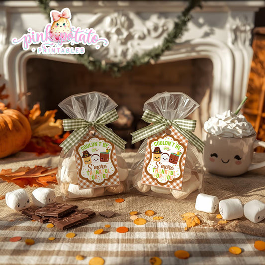 Thanksgiving S'mores-Favor Tags-Thank You Tags-Gift Tags-S'mores Tags-S'mores Bar-Smores-Party Printable-Digital-INSTANT DOWNLOAD