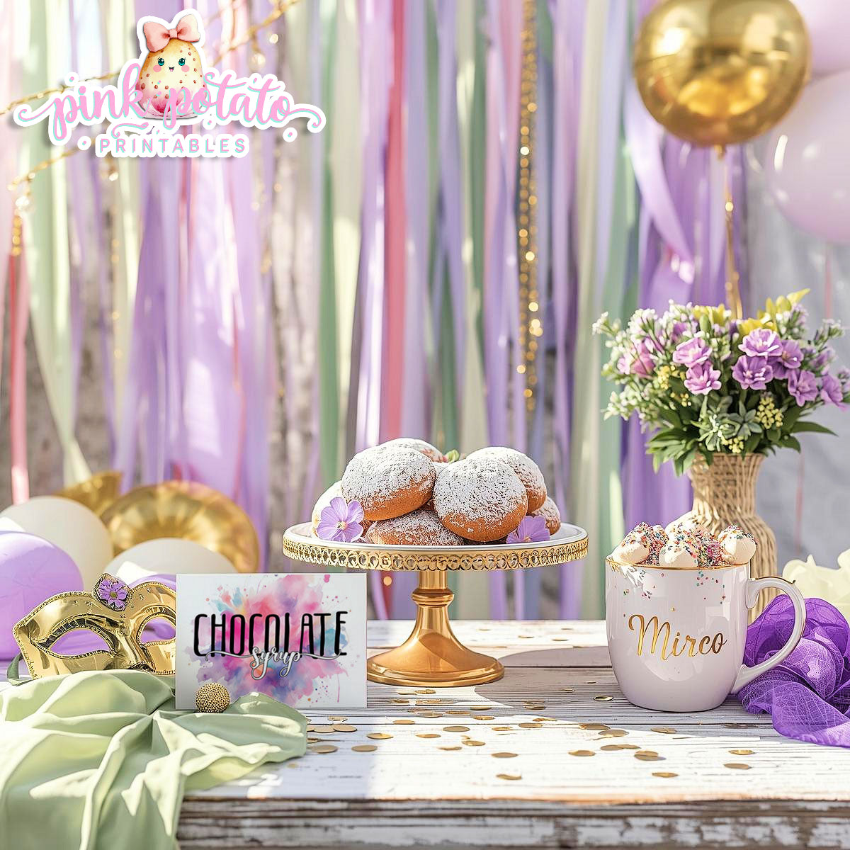 Mardi Gras-Buffet Cards-Editable in Corjl-Tent Cards-Place Cards-Mardi Gras Theme-Fat Tuesday-Party Printable-Digital-INSTANT DOWNLOAD